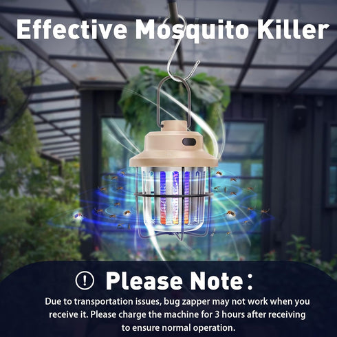 Bug Zapper Outdoor Camping Lamp Mosquito Repellent, Versatile Portable & Rechargeable Flying Insect Killer Lantern, Outdoor Mosquito Zapper for RV...